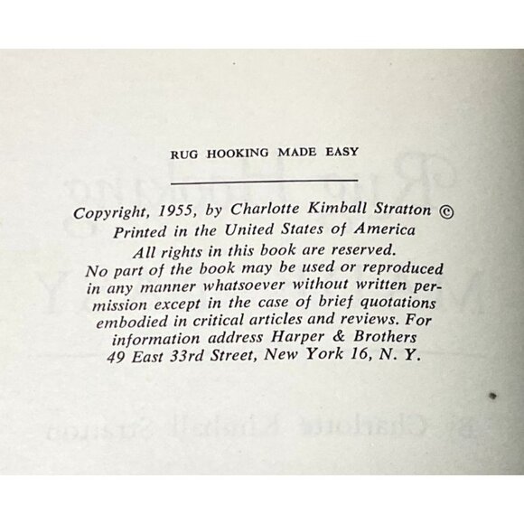VTG RUG HOOKING MADE EASY BOOK 1955 CHARLOTTE KIM BALL STRATTON SIGNED ILLUST - Picture 4 of 8